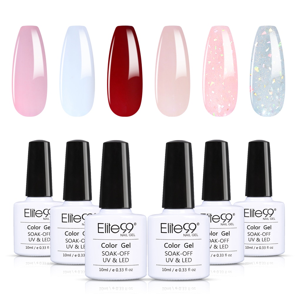 Ship From ES Elite99 6 Pieces/Kit Gel Nail Polish Set 10ml Shimmer Glitter Color Gel Varnish Sets UV Nail Art Gel Manicure Kits
