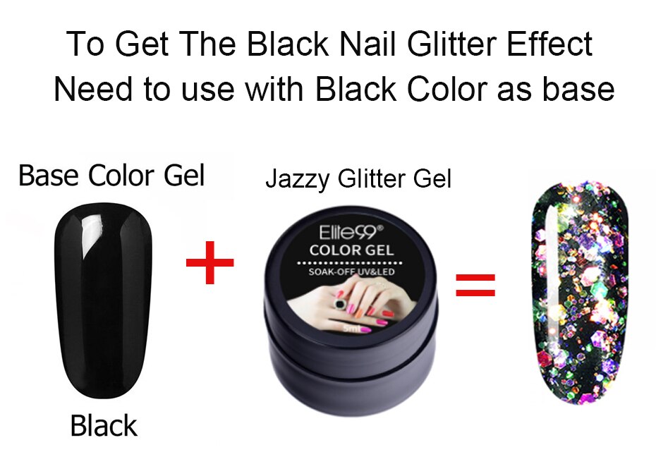 Elite99 5ML Jazzy Glitter Gel Polish Colorful Sequins Soak Off UV Gel Nail Polish Hybrid Nails Salon DIY Nail Art Gel Varnish