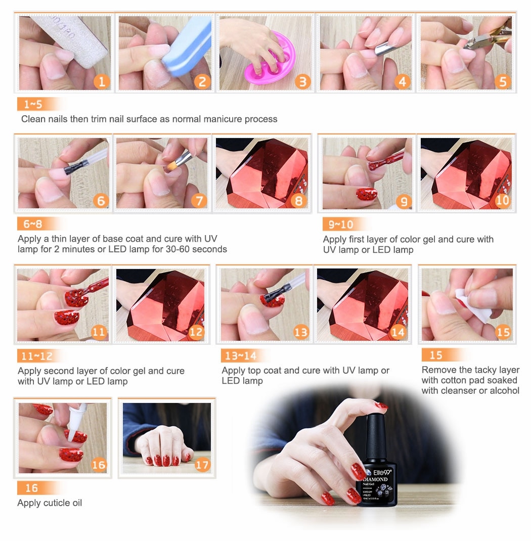 Elite99 10ml Diamond Gel Nail Polish Glitter UV Gel Polish Shiny Sequins Nails Gel Varnish Vernis Permanent Nail Polish Gellak