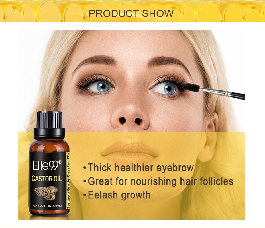 Elite99 30ml Castor Oil for Hair Growth Eyelash Growth Essential Oil Lifting Eyelashes Thick Eyebrow Growth Essential Oils