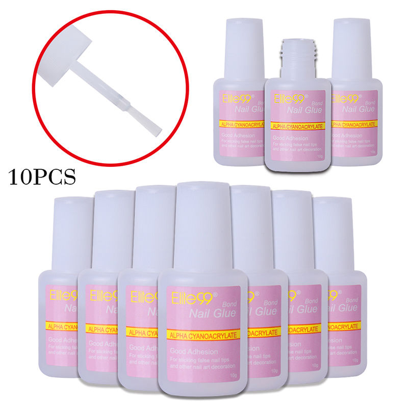 Elite99 1 PC 10g False Glue Nail Art Tips Glitter Acrylic Decoration with Brush false nail gel glue fake nails nail label