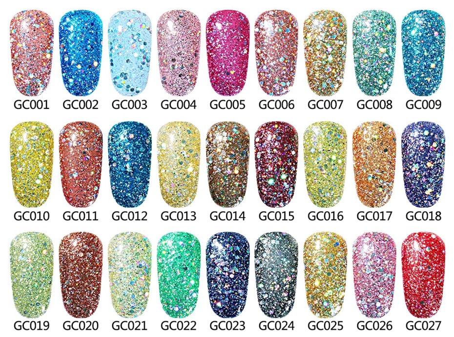 Elite99 10ml Bling Glitter Nail Gel Polish Soak Off Diamond Glitter Nail Gelpolish Fashion Style Nail Art Manicure 1 Piece