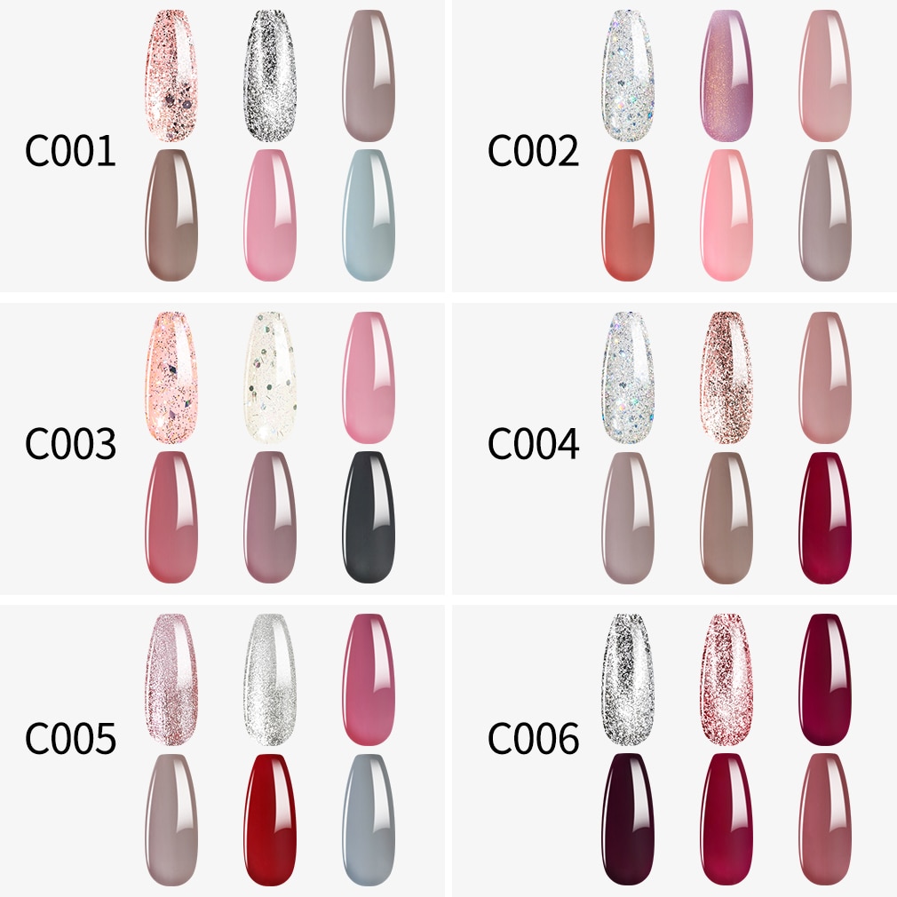 Elite99 6Pcs/lot Shiny Color Gel Nail Polish Set Soak Off LED UV Nails Varnish Nail Art Gel Polish Salon Manicure Pedicure 10ML