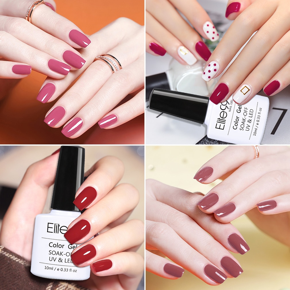 Elite99 6Pcs/lot Shiny Color Gel Nail Polish Set Soak Off LED UV Nails Varnish Nail Art Gel Polish Salon Manicure Pedicure 10ML