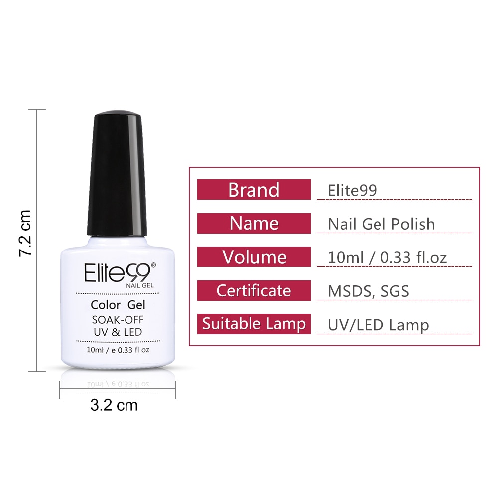 Elite99 6Pcs/lot Shiny Color Gel Nail Polish Set Soak Off LED UV Nails Varnish Nail Art Gel Polish Salon Manicure Pedicure 10ML