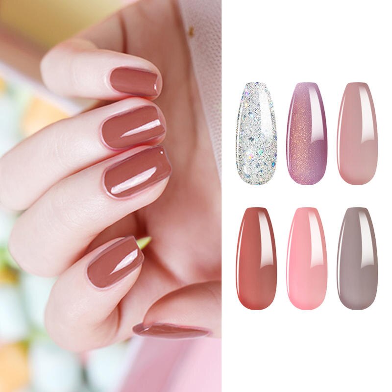 Elite99 6Pcs/lot Shiny Color Gel Nail Polish Set Soak Off LED UV Nails Varnish Nail Art Gel Polish Salon Manicure Pedicure 10ML