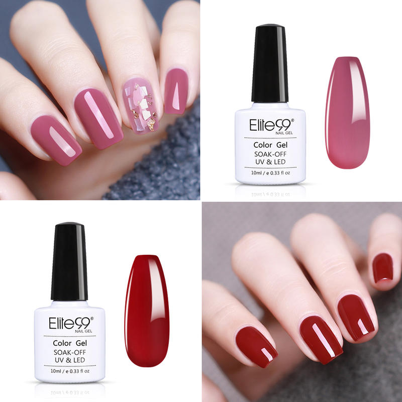 Elite99 6Pcs/lot Shiny Color Gel Nail Polish Set Soak Off LED UV Nails Varnish Nail Art Gel Polish Salon Manicure Pedicure 10ML