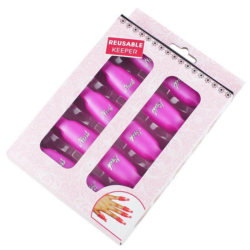 10PCS Plastic Nail Art Soak Off Cap Clip For Fingers Pink Color Cap UV Gel Polish Remover Wrap For Nail Art Remove Tips