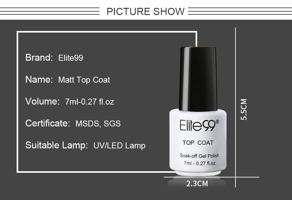 Elite99 7ml Matt Effect Gel Nail Polish Semi-permanent UV Varnish Hybrid Gel For Nails Polish Soak Off Nail Art Matte Top Coat