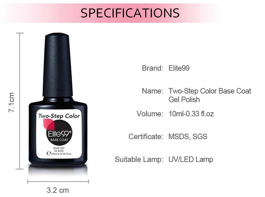 Elite99 10ml Two-Step Color Base Coat Gel Polish Two Using Ways UV LED Gel Nail Polish Soak Off Manicure Nail Art Gel Varnishes