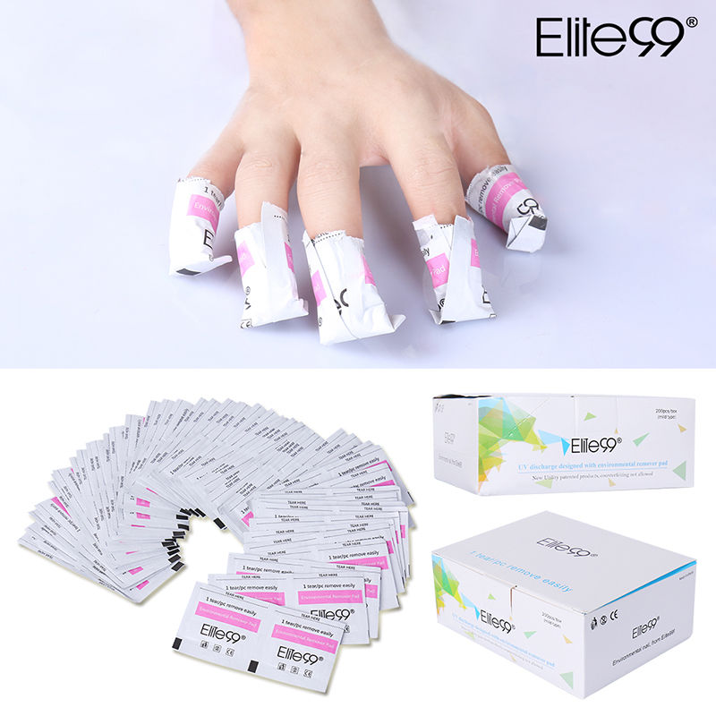 Elite99 200pcs Nail Gel Lacquer Polish Foil Remover Wraps with Box UV Removable Environmental Easy Cleaner Gel Nail Wraps