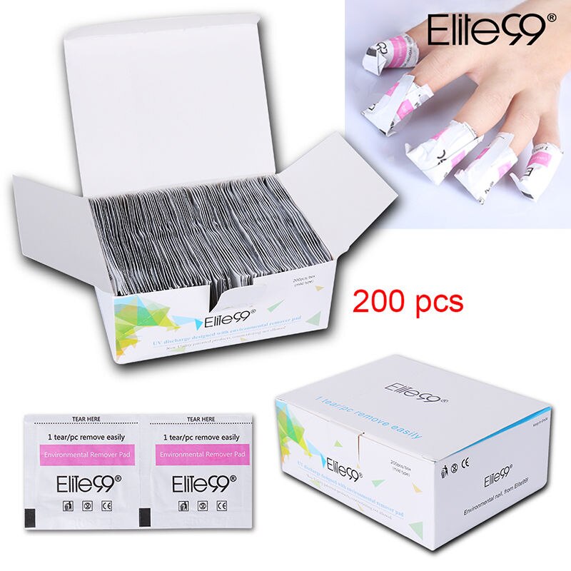 Elite99 200pcs Nail Gel Lacquer Polish Foil Remover Wraps with Box UV Removable Environmental Easy Cleaner Gel Nail Wraps