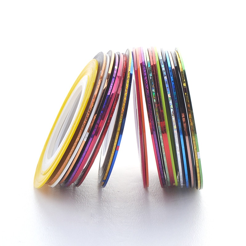 20/30Pcs Colorful Nail Rolls Striping Tape Pull Line DIY Nail Art Tips Decoration Sticker Nails Care Nail Gel Polish Decoration