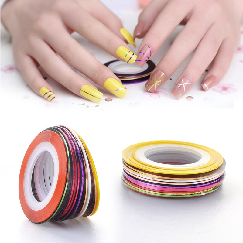 20/30Pcs Colorful Nail Rolls Striping Tape Pull Line DIY Nail Art Tips Decoration Sticker Nails Care Nail Gel Polish Decoration