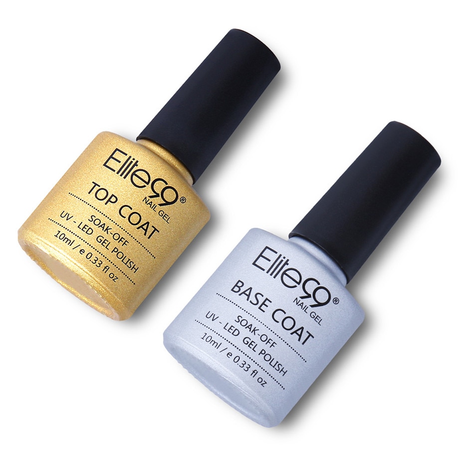 Elite99 2 pieces/lot Base Coat + No Clean Top Coat UV Gel Varnish With Gift Box 10ml Soak off Top Base Nail Primer Foundation