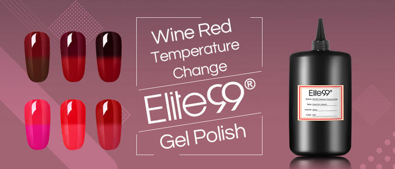 Elite99 Wine Red Temperature Color-Changing Gel Polish Soak Off UV LED Gel Varnish Thermal Nail Art Gel Polish Salon Manicure