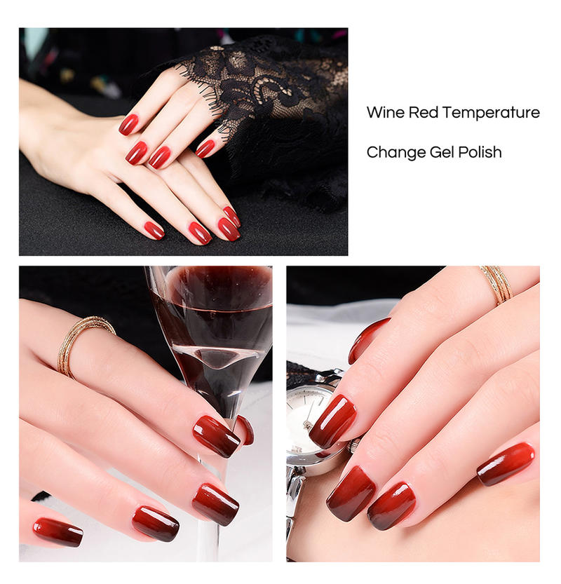 Elite99 Wine Red Temperature Color-Changing Gel Polish Soak Off UV LED Gel Varnish Thermal Nail Art Gel Polish Salon Manicure