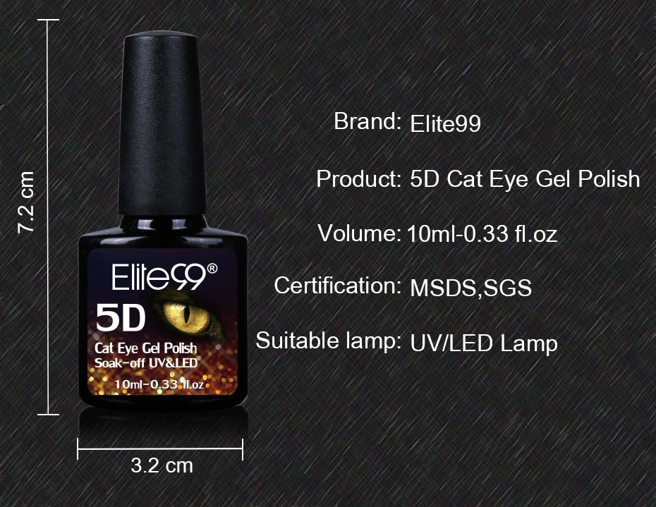 Elite99 10ml 5D Cat Eye Gel Polish Soak Off Magnetic UV Gel Nail Polish Semi Permanent Gel Varnish Nail Gellak Nail Art Manicure