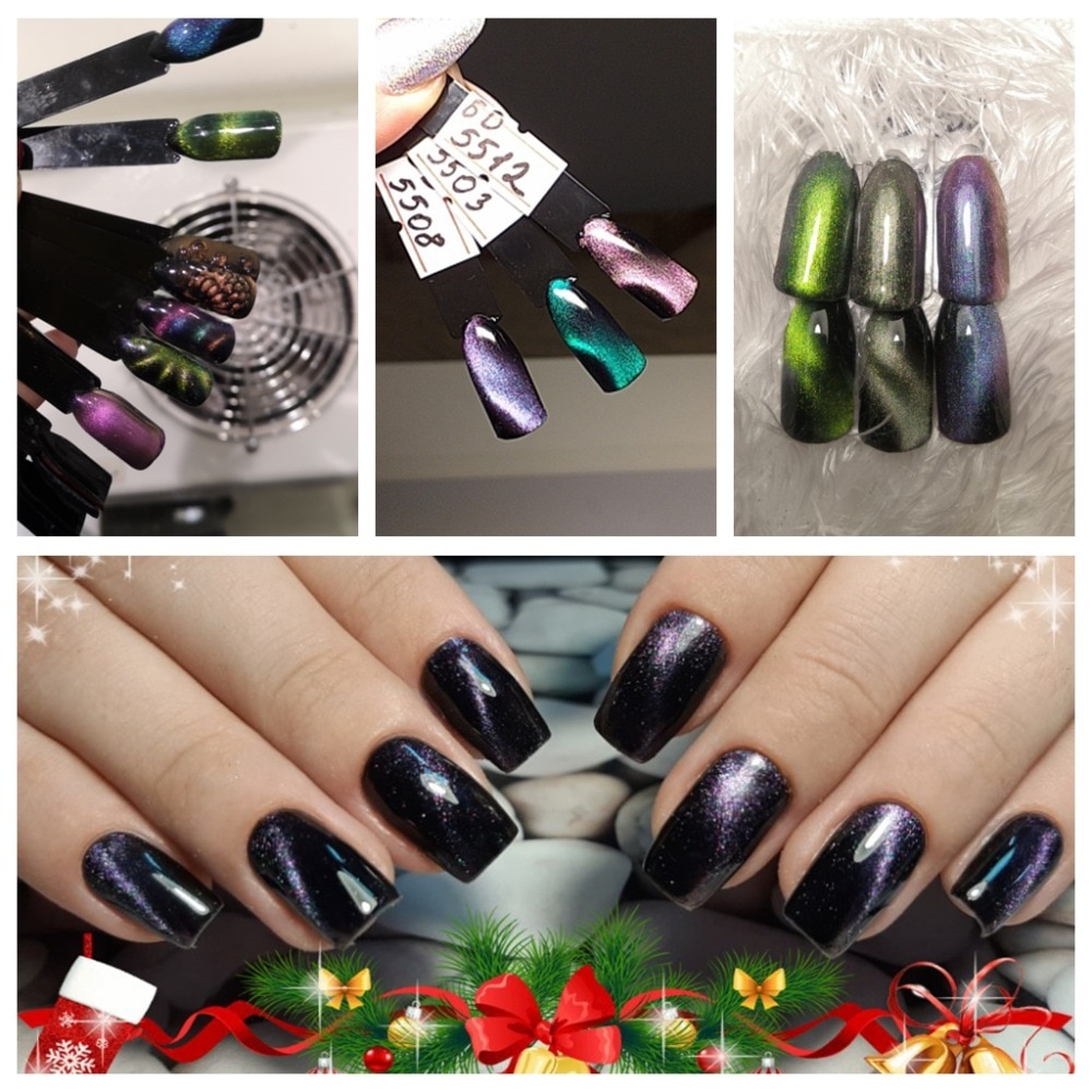 Elite99 10ml 9D Magnetic Chameleon Cat Eye UV Gel Nail Polish Soak Off Shining Glitter Nail Gel Lacquers Magnet Stick Black Base