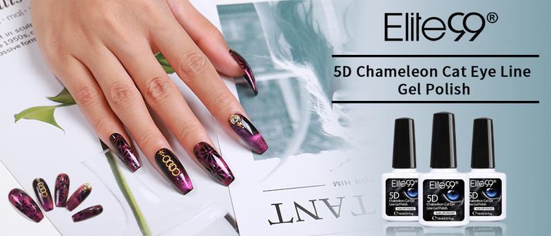 Elite99 10ml 9D Magnetic Chameleon Cat Eye UV Gel Nail Polish Soak Off Shining Glitter Nail Gel Lacquers Magnet Stick Black Base