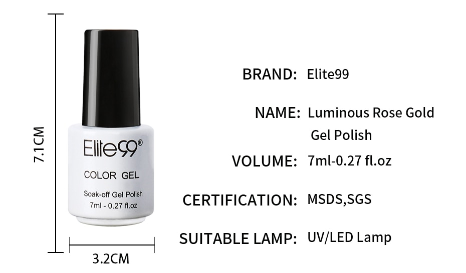 Elite99 Luminous Rose Gold Nail Gel Polish Glow In The Dark UV Gel Nail Polish Enamel Soak Off Nail Art Manicure Gel Varnish