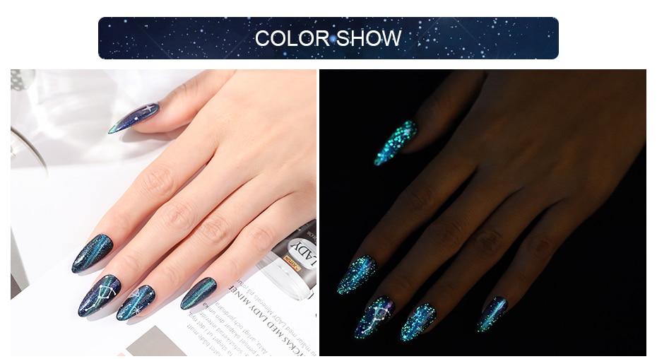 Elite99 10ml Luminous Magnetic 3D Cat Eye Gel Polish Black Based Needed Glitter Nail Art Gel Polish Soak Off LED UV Gel Varnish
