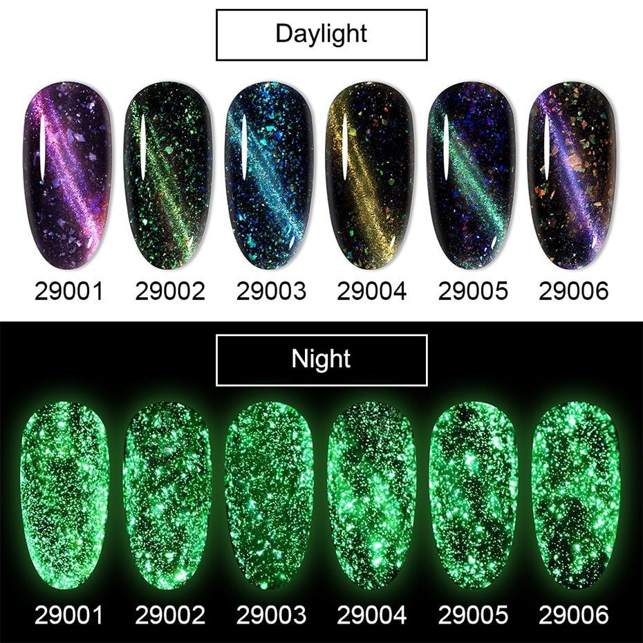 Elite99 10ml Luminous Magnetic 3D Cat Eye Gel Polish Black Based Needed Glitter Nail Art Gel Polish Soak Off LED UV Gel Varnish