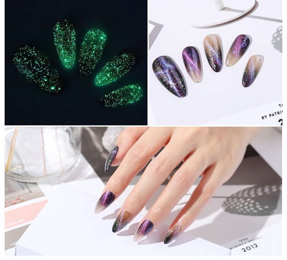 Elite99 10ml Luminous Magnetic 3D Cat Eye Gel Polish Black Based Needed Glitter Nail Art Gel Polish Soak Off LED UV Gel Varnish