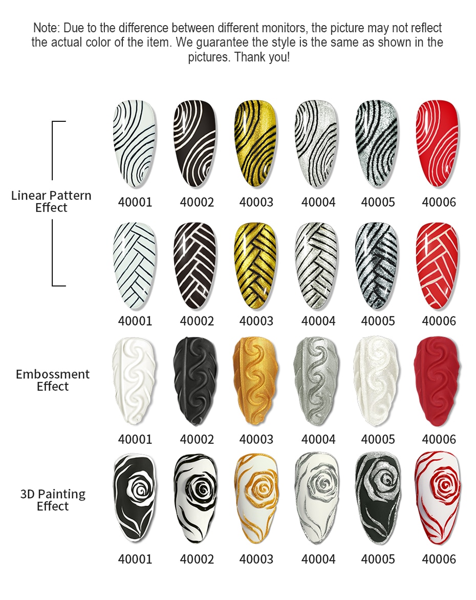 Elite99 5ml No-Wipe 3D Painting UV Gel Polish Embossing Effect Gel Nail Polish Drawing Line Nail Art Manicure Hybrid Varnishes