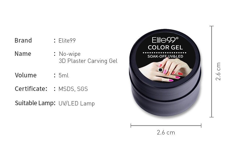 Elite99 Plaster Gel Polish Soak Off UV LED Nail Varnish Primer Gel Polish Salon 3D Painted Carving Gel Manicure DIY Nail Art 5ml