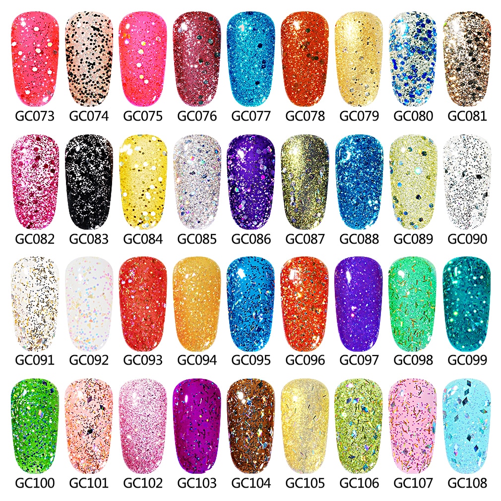 Elite99 10ml Bling Glitter Gel Nail Polish Semi Permanent Nail Polish UV Soak Off Diamond Gel Polish Nail Art Varnish Hybrid