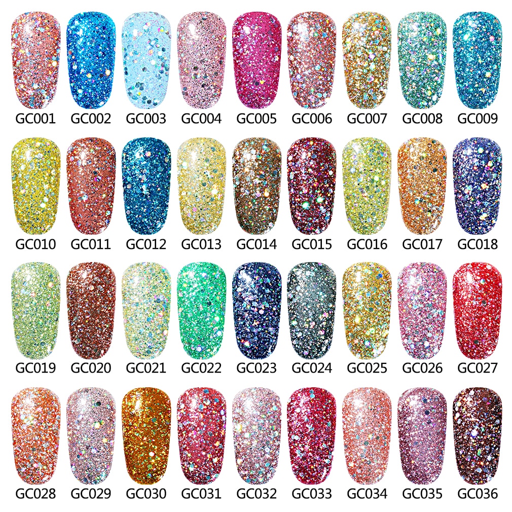 Elite99 10ml Bling Glitter Gel Nail Polish Semi Permanent Nail Polish UV Soak Off Diamond Gel Polish Nail Art Varnish Hybrid