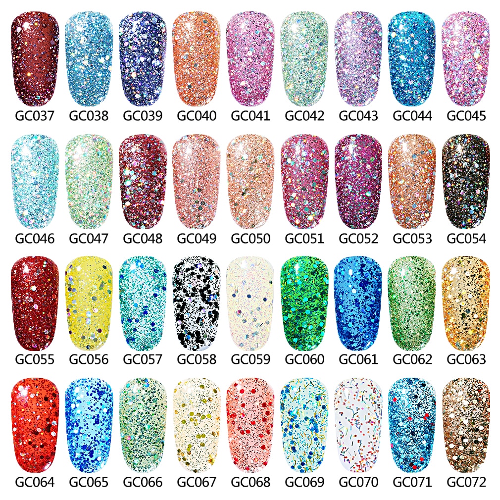 Elite99 10ml Bling Glitter Gel Nail Polish Semi Permanent Nail Polish UV Soak Off Diamond Gel Polish Nail Art Varnish Hybrid