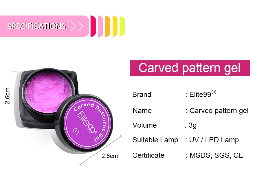 Elite99 3D Carved Patterns Gel Modelling Nails Soak Off UV Gel Nail Manicure Gel For Drawing Patterns Sculpting Nail Art Design