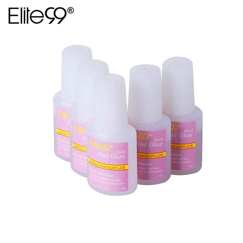 Elite99 5Pieces 10G Nail Glue Glitters DIY Nail Art Acrylic Tips Clean Tool Manicure Fast Drying Glue for Nail Polish Design