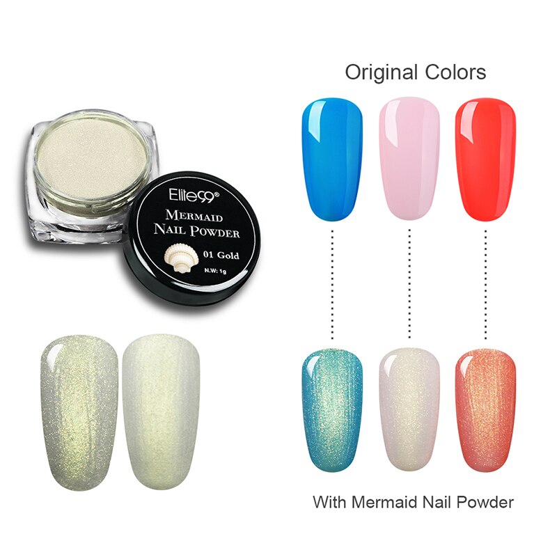 Elite99 Mermaid Nail Glitter Powder Pearl Shell Shimmer Powder Glimmer Dust Pretty Shimmer Laser Glitters Nail Art Decorations