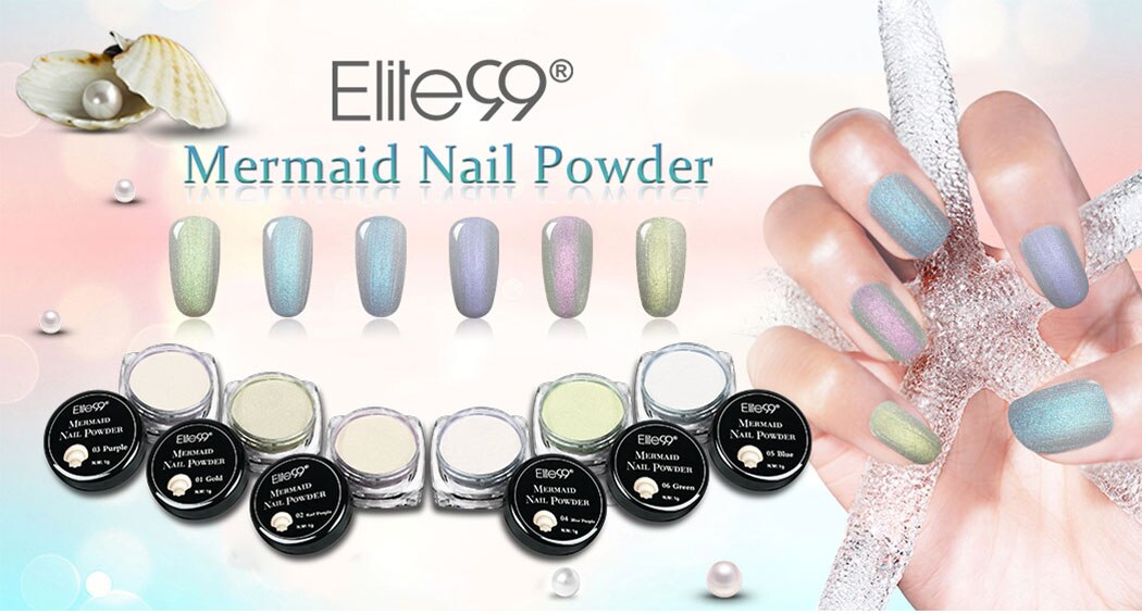 Elite99 Mermaid Nail Glitter Powder Pearl Shell Shimmer Powder Glimmer Dust Pretty Shimmer Laser Glitters Nail Art Decorations