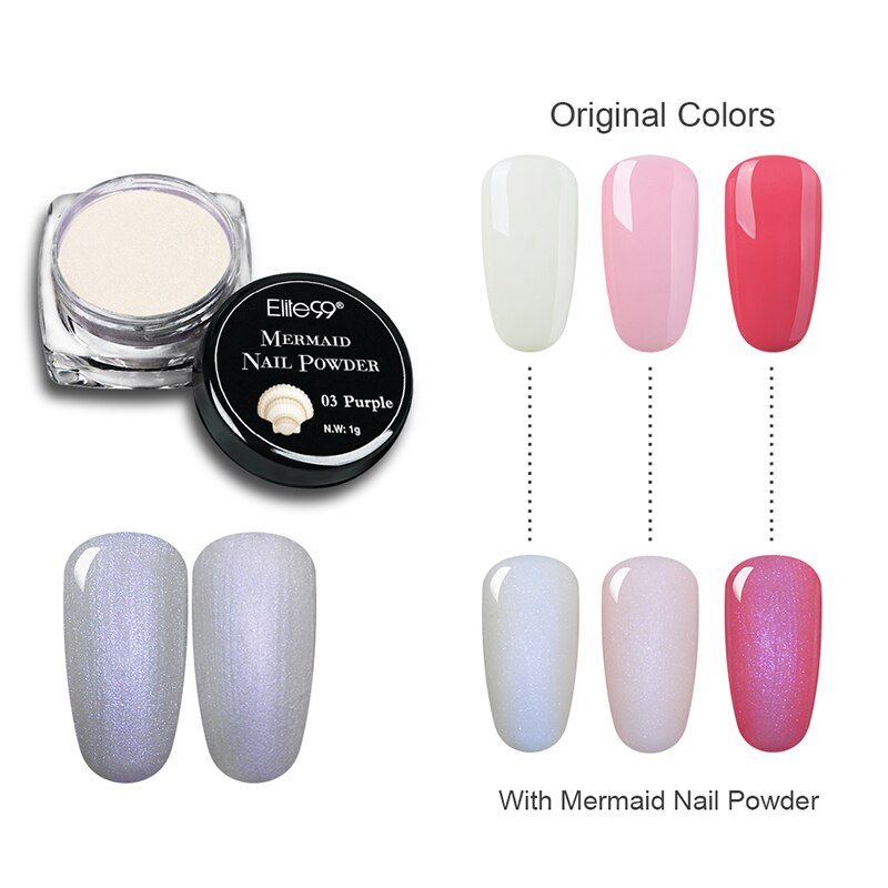 Elite99 Mermaid Nail Glitter Powder Pearl Shell Shimmer Powder Glimmer Dust Pretty Shimmer Laser Glitters Nail Art Decorations