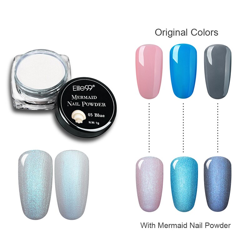 Elite99 Mermaid Nail Glitter Powder Pearl Shell Shimmer Powder Glimmer Dust Pretty Shimmer Laser Glitters Nail Art Decorations