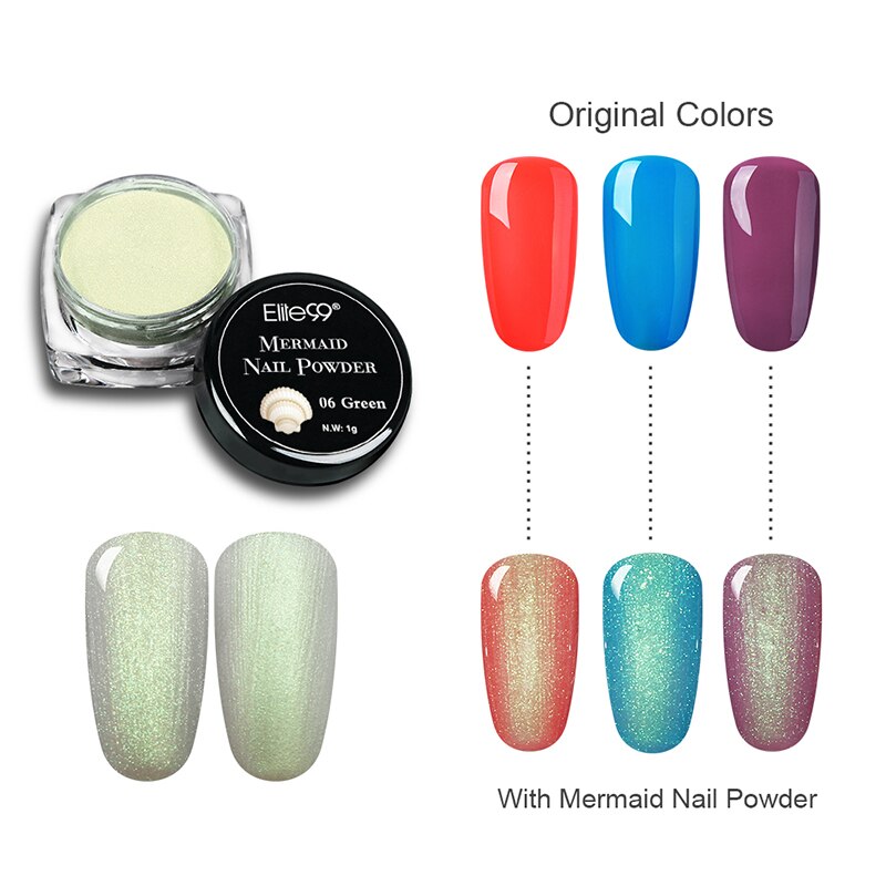 Elite99 Mermaid Nail Glitter Powder Pearl Shell Shimmer Powder Glimmer Dust Pretty Shimmer Laser Glitters Nail Art Decorations