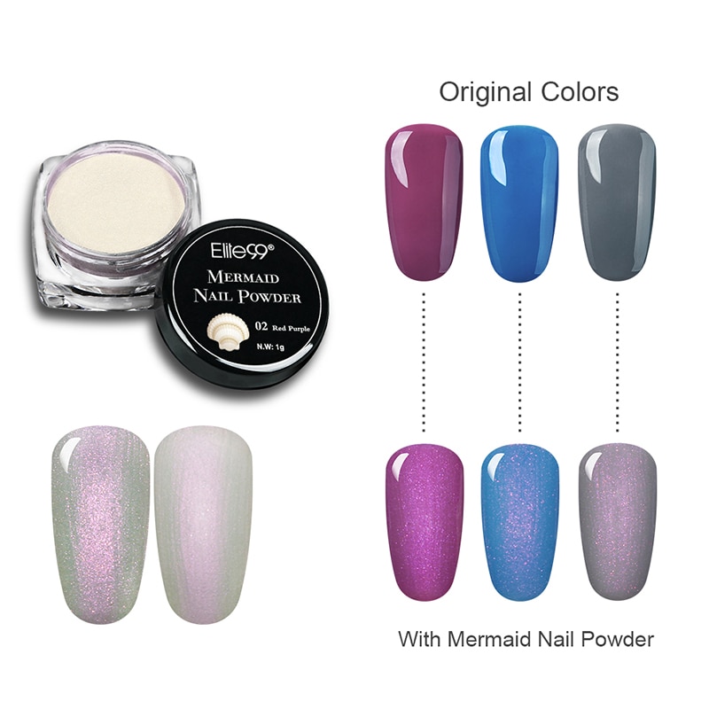 Elite99 Mermaid Nail Glitter Powder Pearl Shell Shimmer Powder Glimmer Dust Pretty Shimmer Laser Glitters Nail Art Decorations