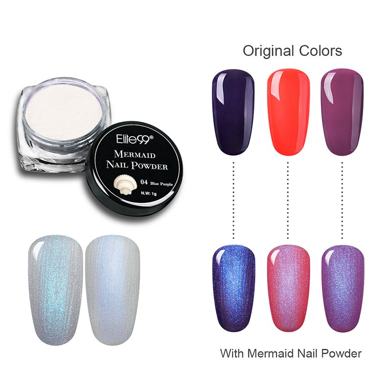 Elite99 Mermaid Nail Glitter Powder Pearl Shell Shimmer Powder Glimmer Dust Pretty Shimmer Laser Glitters Nail Art Decorations