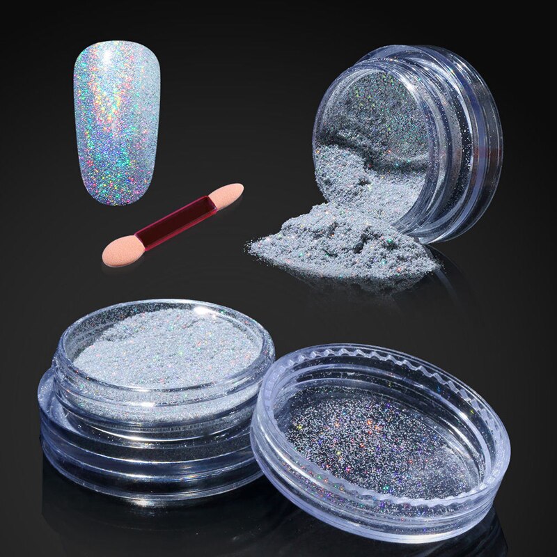 Elite99 Chameleon Mirror Nail Glitters Shinning Powder With Sponge Stick Gorgeous Nail Art Chrome Pigment Manicure Decorations