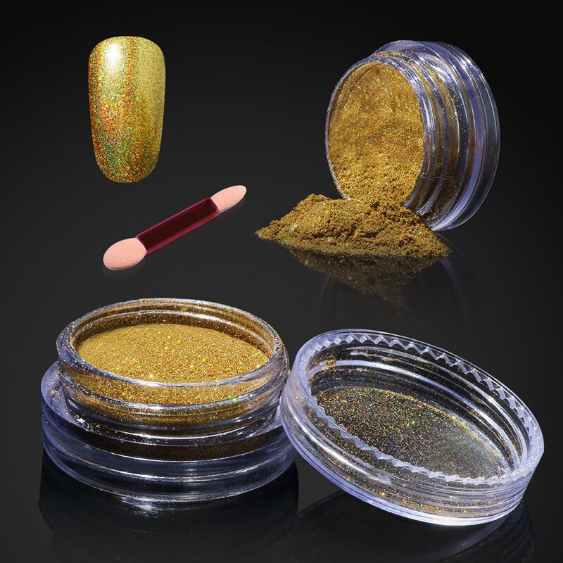 Elite99 Chameleon Mirror Nail Glitters Shinning Powder With Sponge Stick Gorgeous Nail Art Chrome Pigment Manicure Decorations