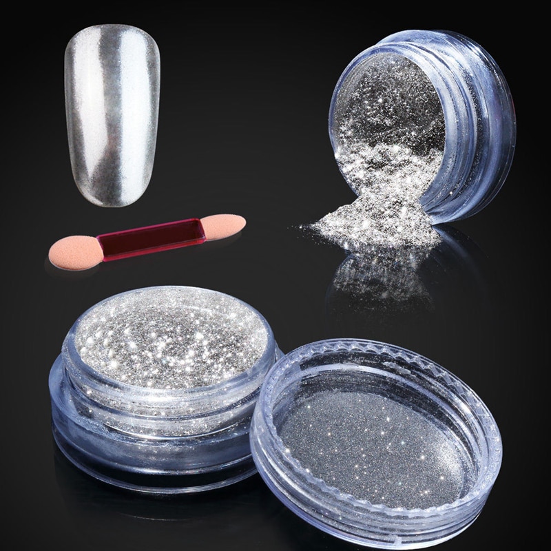Elite99 Chameleon Mirror Nail Glitters Shinning Powder With Sponge Stick Gorgeous Nail Art Chrome Pigment Manicure Decorations