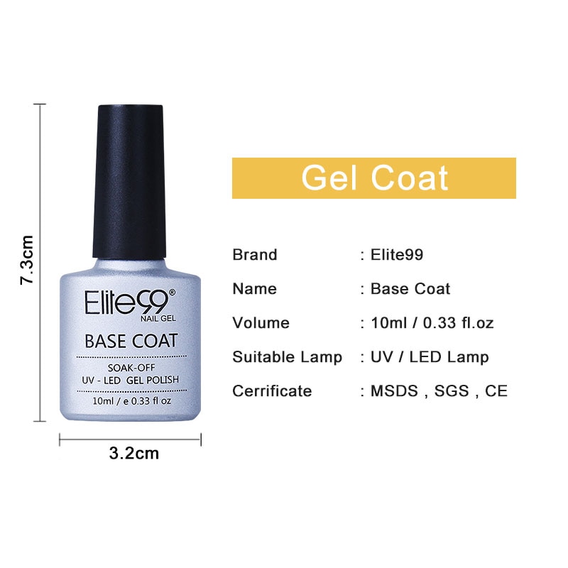 Elite99 10ml Gel Lacquer Base Coat NO Clean Top Coat UV Gel Polish Manicure Set Kit Long Lasting Suit For All Kind Nail Gel