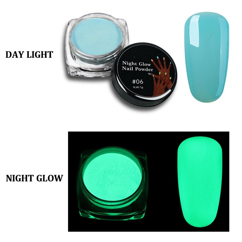 7pcs/lot 1g Luminous Pigment Fluorescent Powder Nail Glitter Glow in the Dark Glitter Phosphor Nail Art  Nail Dust Effect Powder