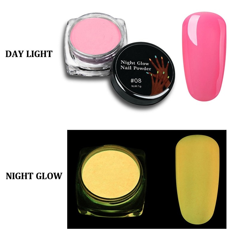 7pcs/lot 1g Luminous Pigment Fluorescent Powder Nail Glitter Glow in the Dark Glitter Phosphor Nail Art  Nail Dust Effect Powder