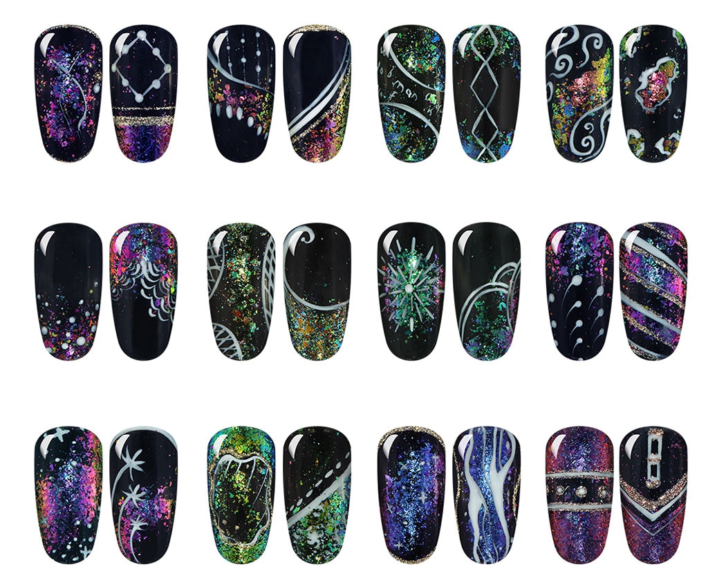Elite99 1g Chameleon Nail Powder With Sponge Stick Color-changing Nail Chrome Powder Chameleon Glitter Powder Nail Art Manicure