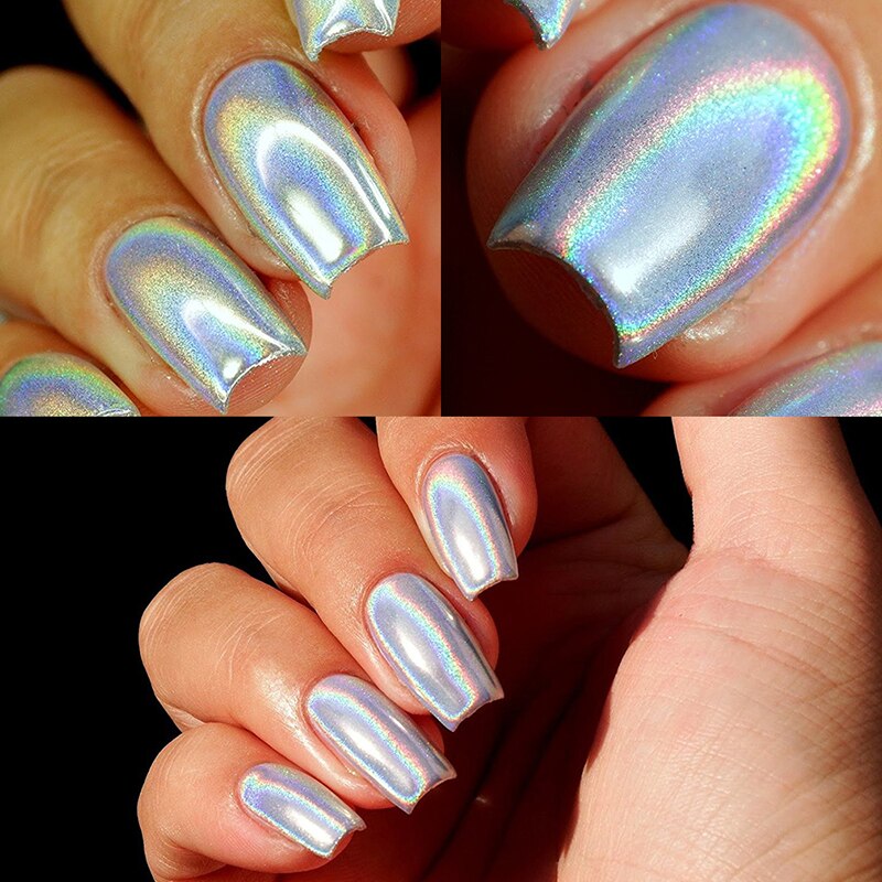 Elite99 UV Gel Powder with Brush Holo Effect Mirror Powder Against Any Base Color Gel Polish Nail Art for DIY Manicure